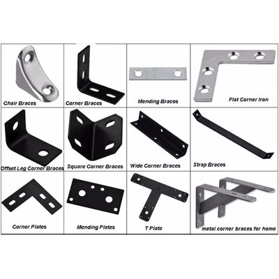 Thép đóng dấu L / T / I / hình dạng chéo kết nối góc tấm góc Brace Flat corner Bracket For Furniture